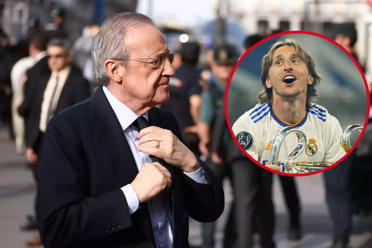 Montaje de Florentino Pérez y Luka Modric