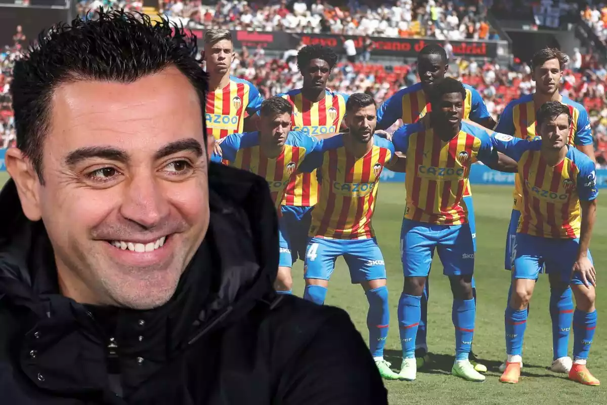 Montaje de Xavi con los jugadores del Valencia