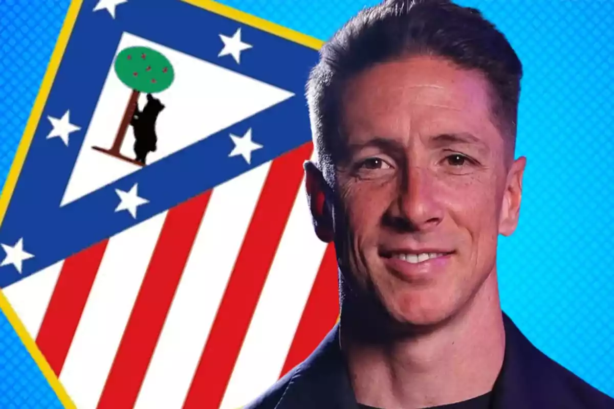 Fernando Torres con el escudo rojiblanco