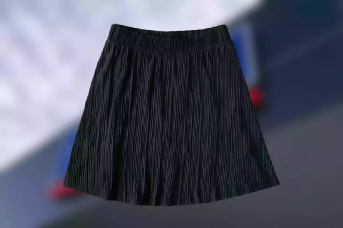 Short black pleated skirt on a blurred background. Short black pleated skirt on a blurred background.