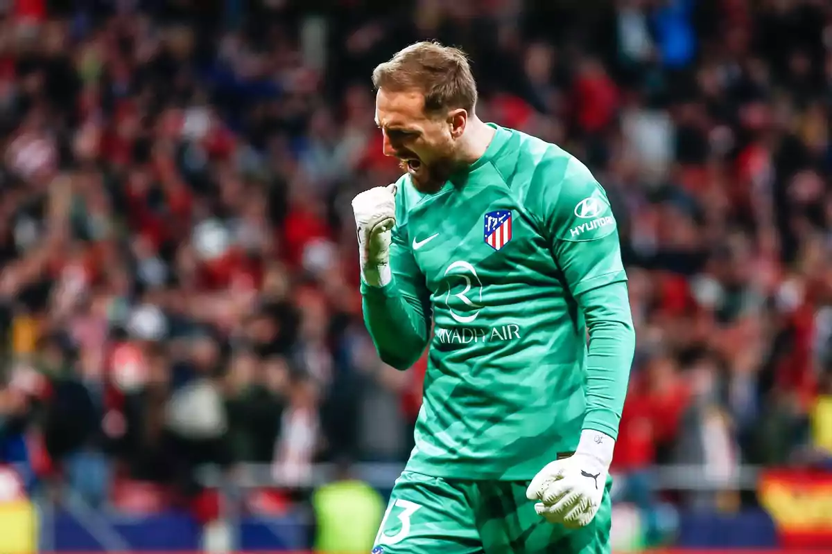 Oblak celebra el tanto de Memphis Oblak celebra el tanto de Memphis