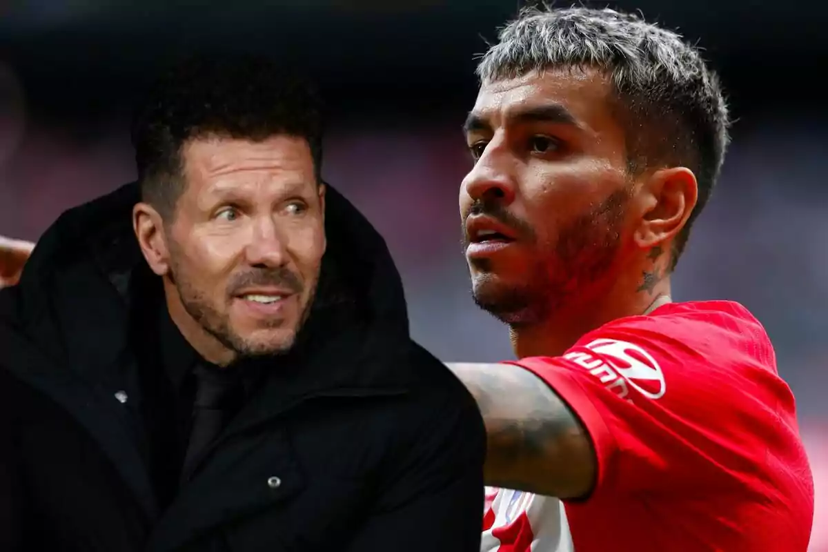 Imagen de Simeone en un montaje con Ángel Correa