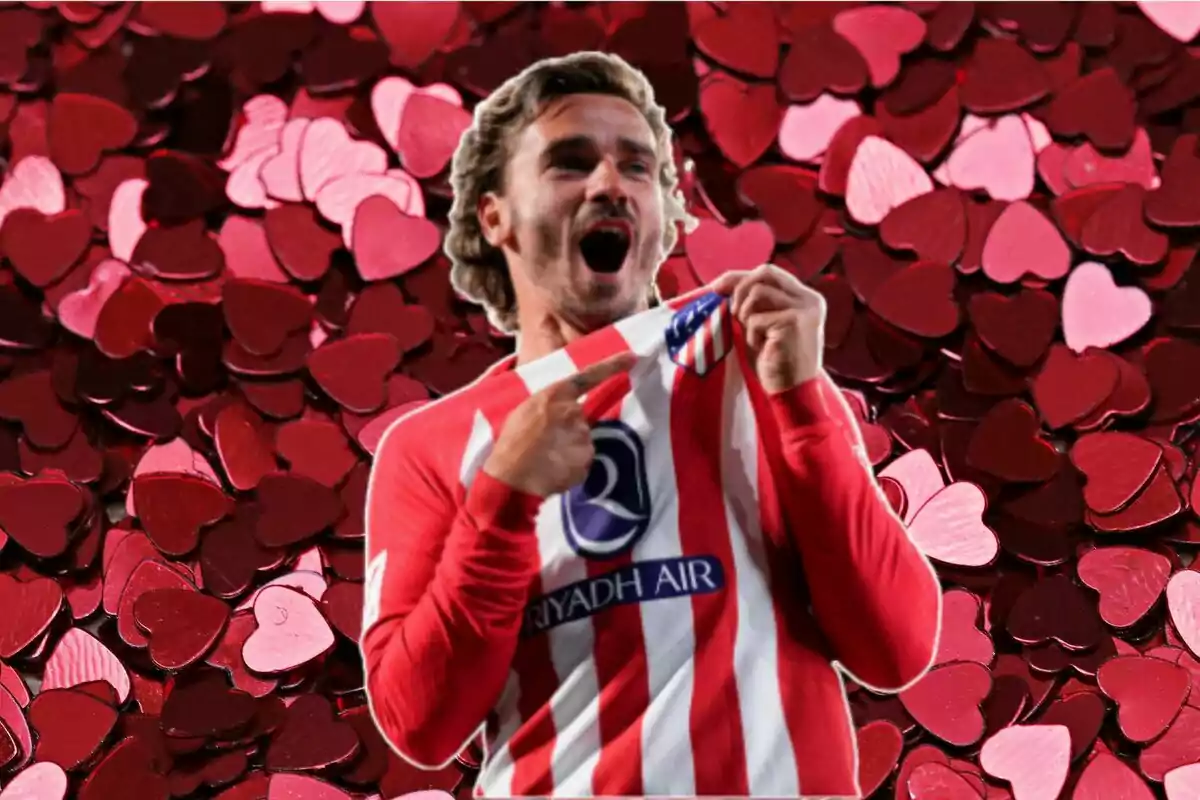 Imagen de Antoine Griezmann en un montaje con corazones