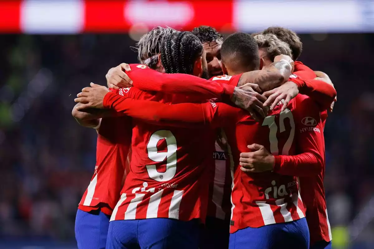 Imagen de los jugadores del Atlético de Madrid celebrando un gol