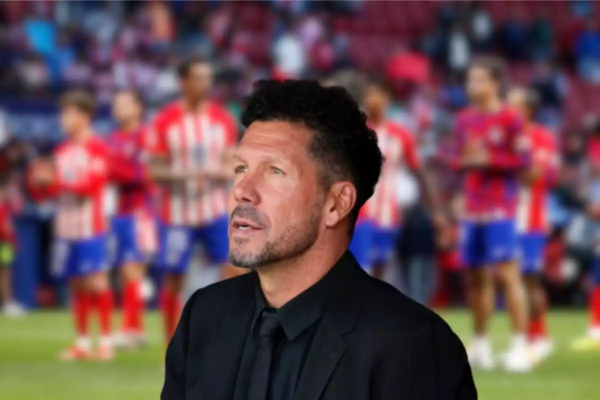 Image of Simeone in a montage with Atlético de Madrid players