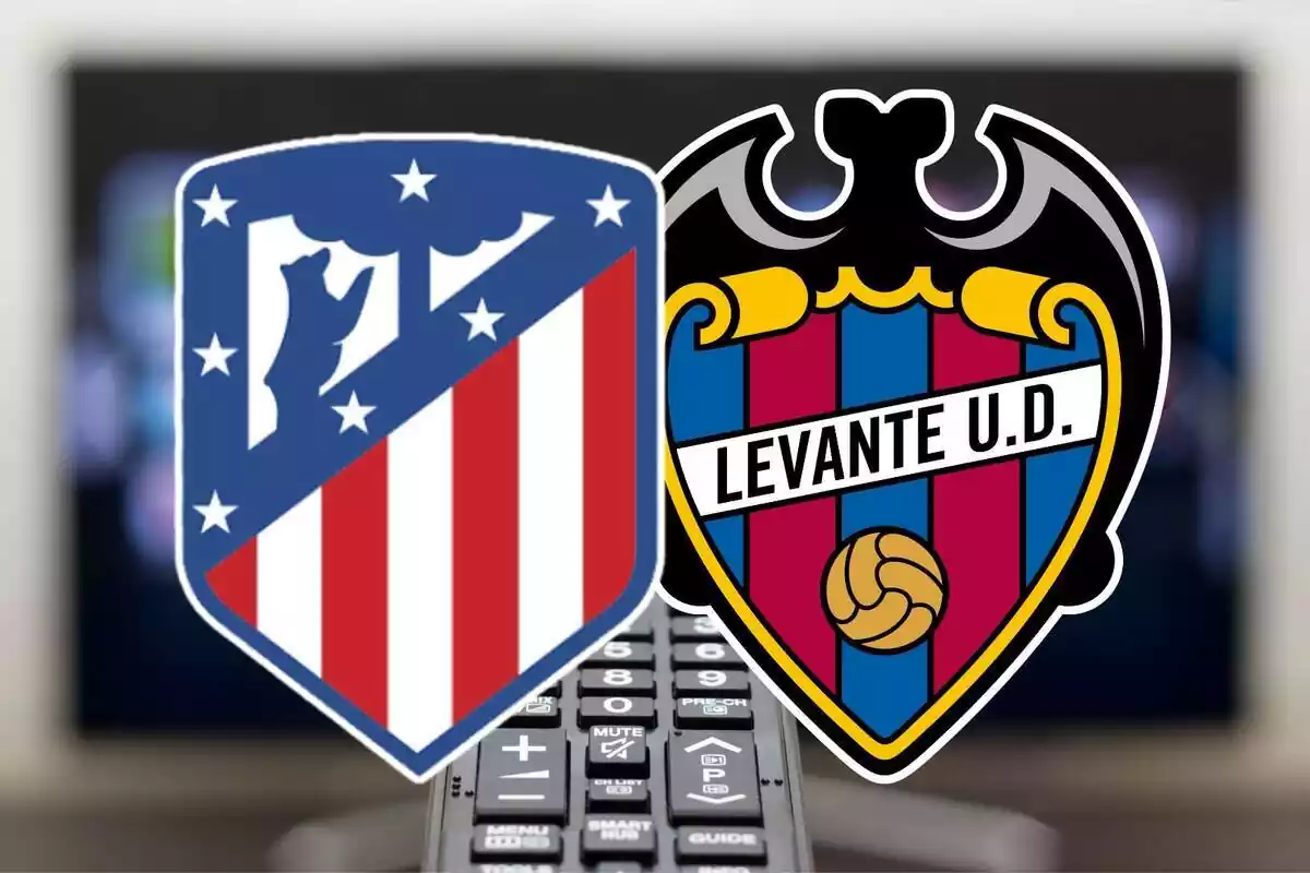 Montaje con los escudos del Atlético de Madrid y del Levante UD