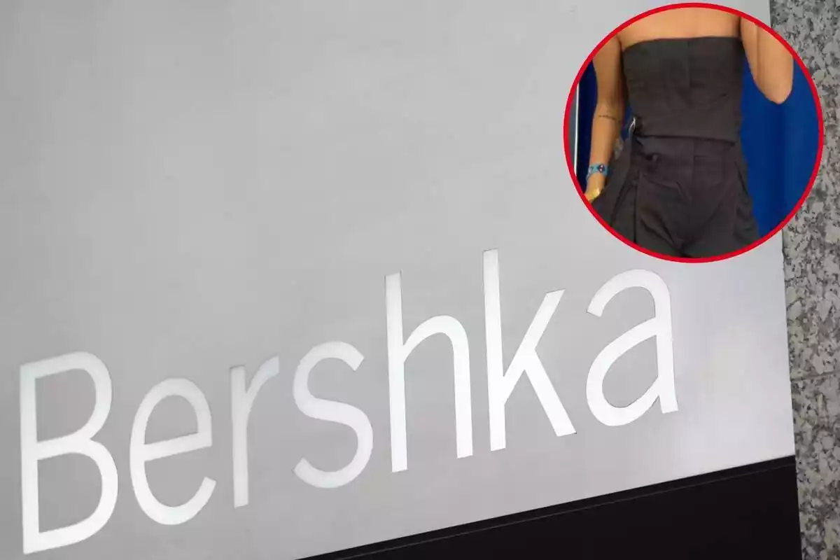 Tienda Bershka y primer plano del mono largo tailoring