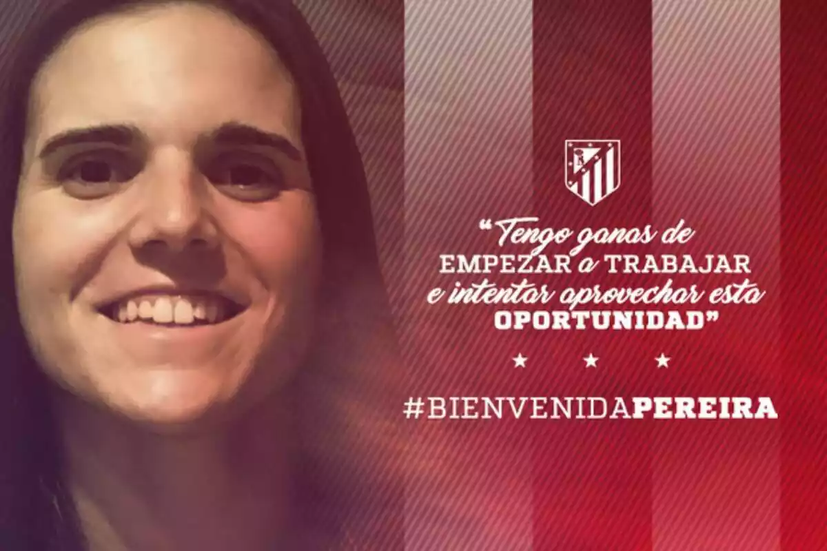 Cartel de presentación del Atlético de Madrid a Andrea Pereira