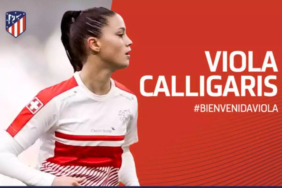 Cartel de presentación del Atlético de Madrid a Viola Calligaris