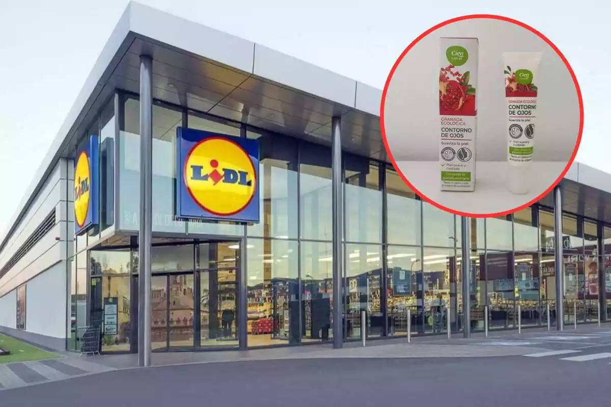 montaje foto supermercado Lidl con contorno de ojos de granada de Cien