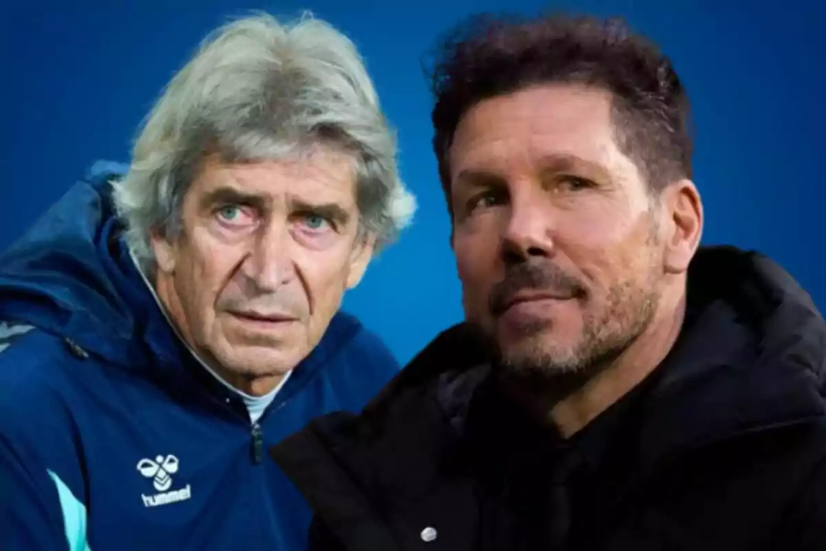 Two men in sports jackets pose in front of a blue background.