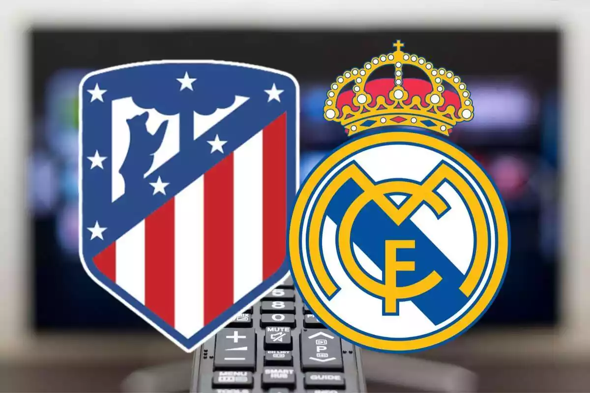 Montaje con los escudos del Atlético de Madrid y el Real Madrid