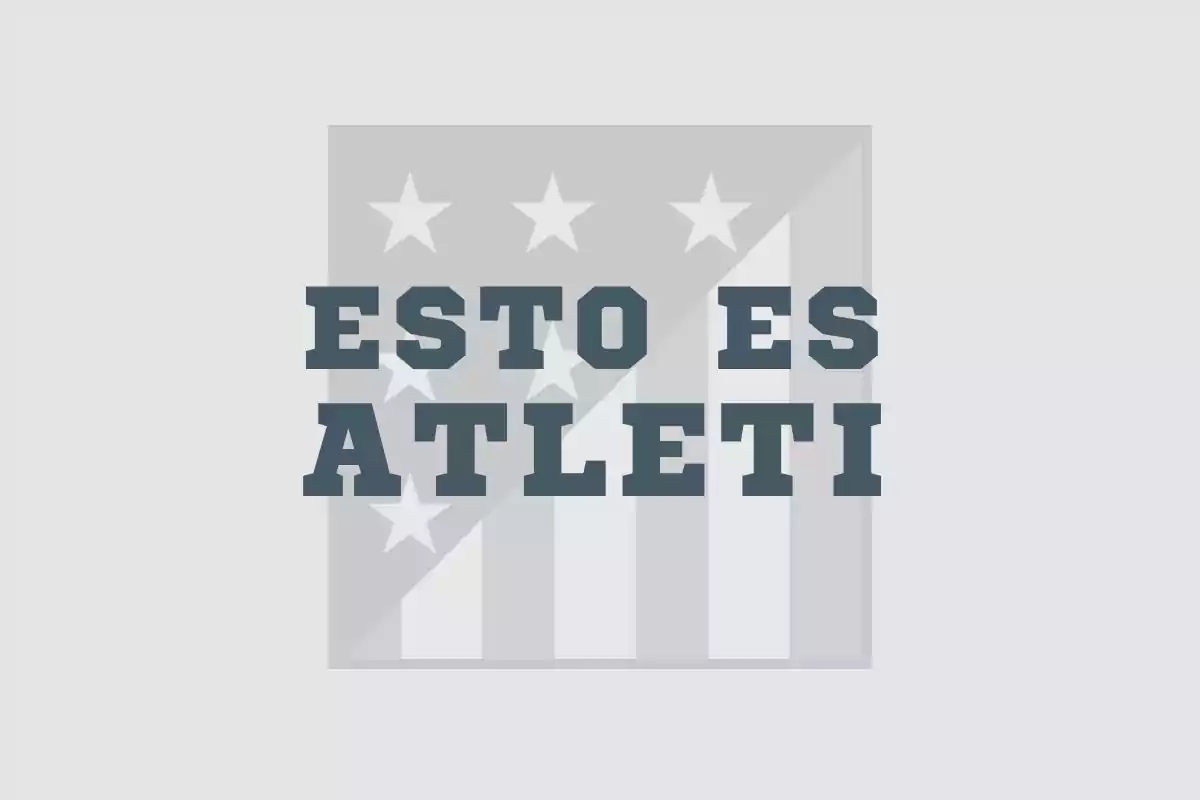 Texto "Esto es Atleti" sobre un fondo con estrellas y franjas diagonales.