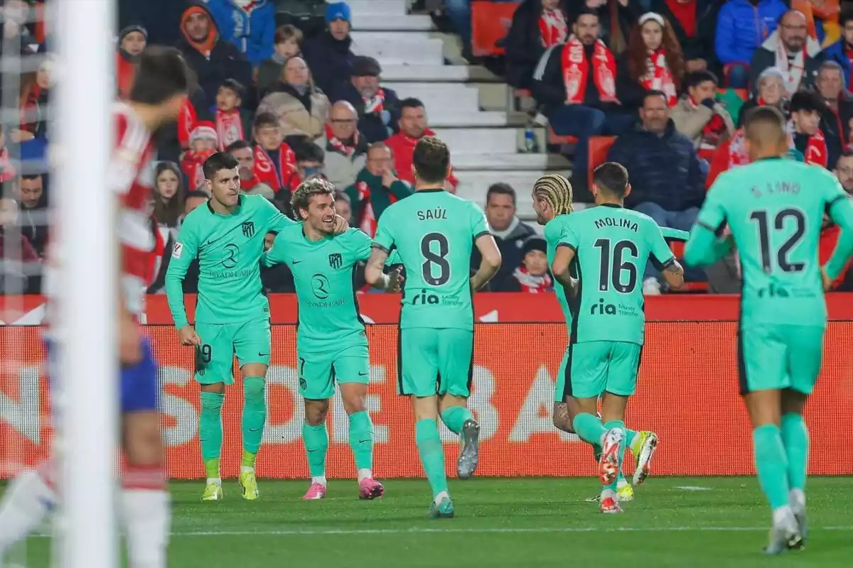 Foto del partido entre el Atlético de Madrid y el Granada con los jugadores celebrando
