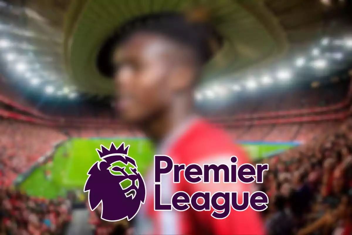 Montaje de Iñaki Williams con el San Mamés de fondo y el logo de la Premier League