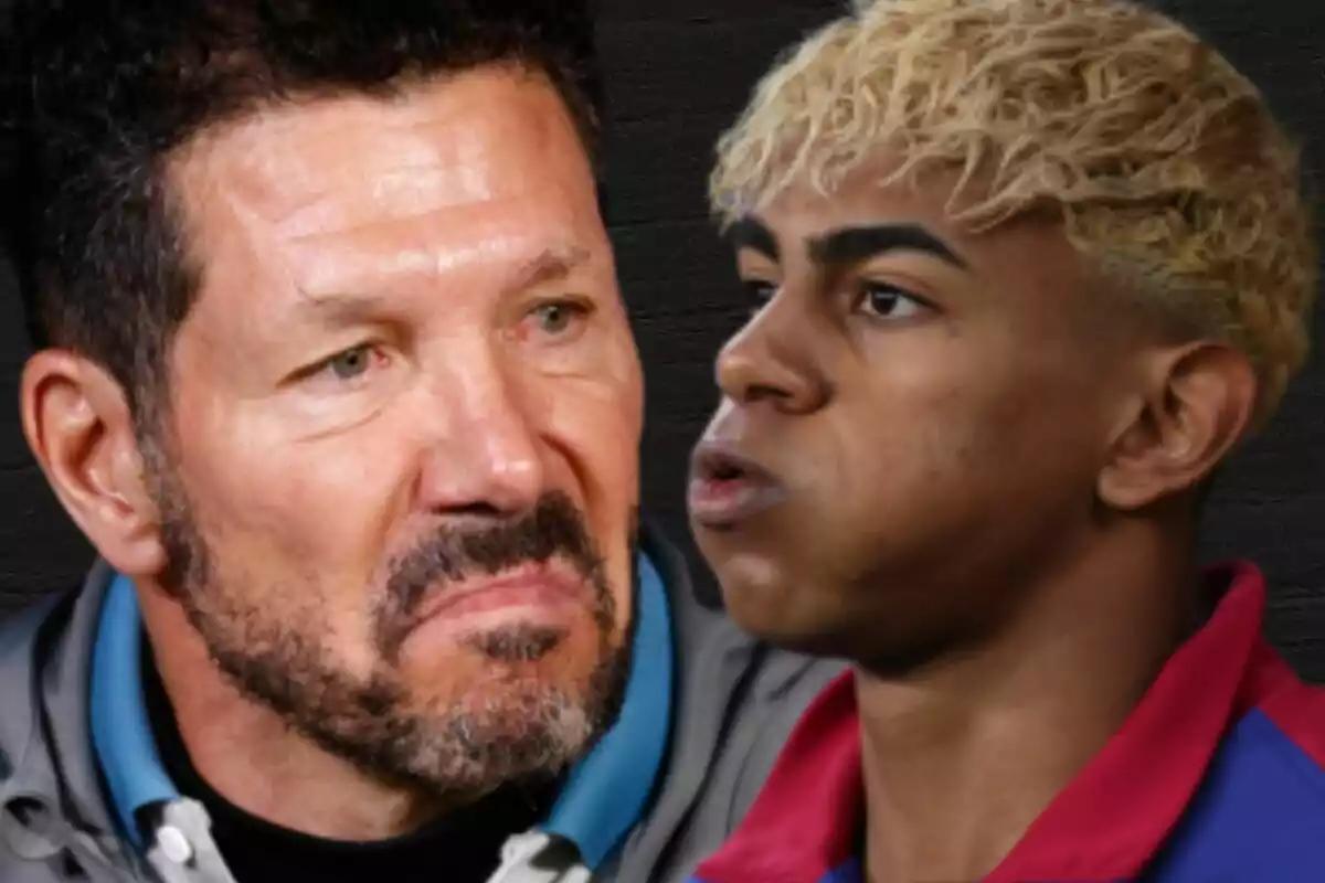 Dos hombres mirándose con expresiones serias, uno con barba y el otro con cabello rubio.
