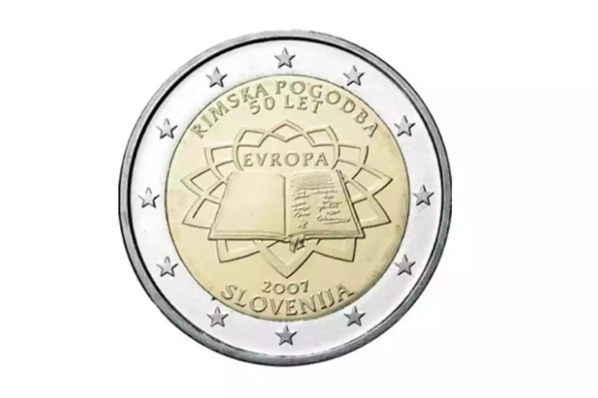 La moneda de 2 euros con el Tratado de Roma La moneda de 2 euros con el Tratado de Roma