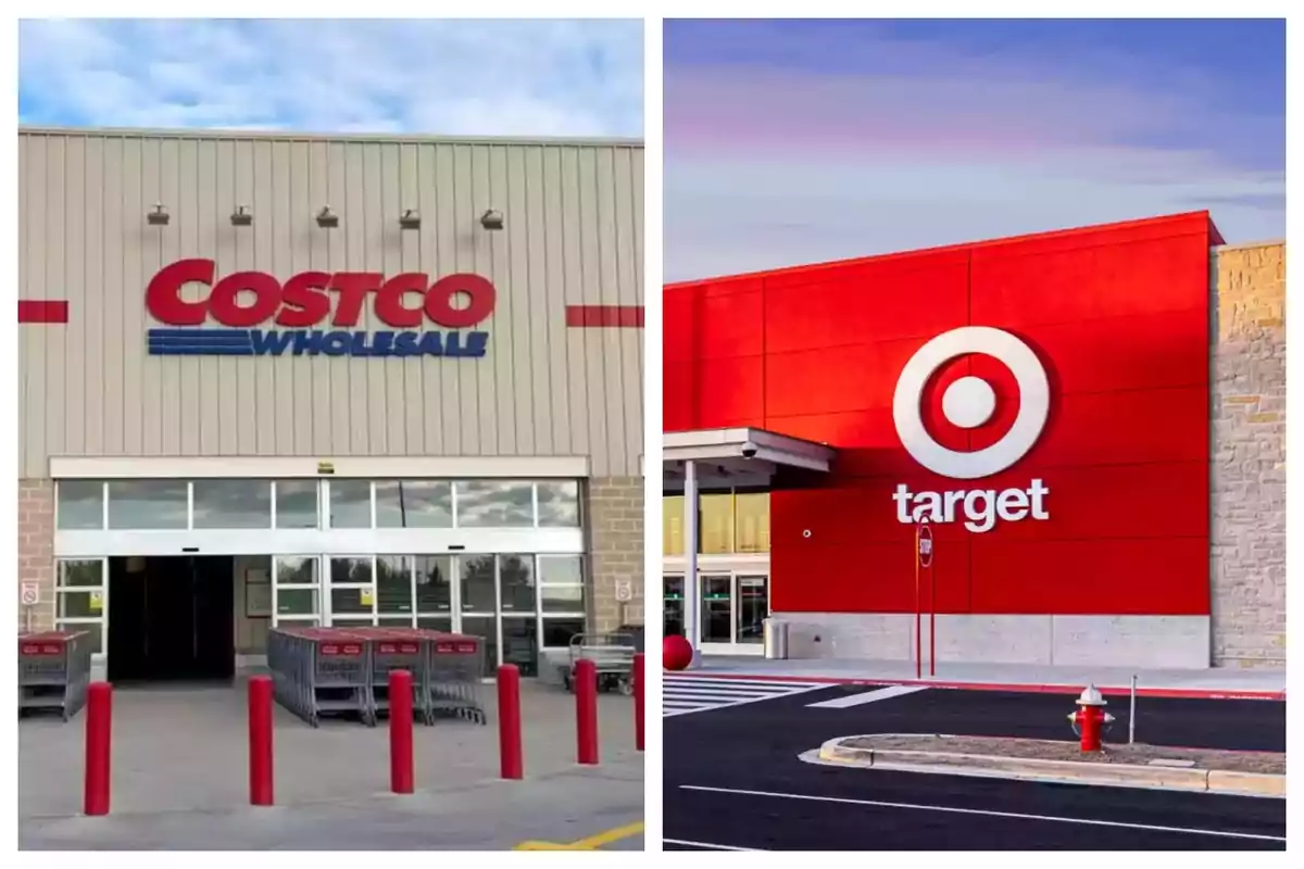 Fachadas de las tiendas Costco y Target lado a lado.