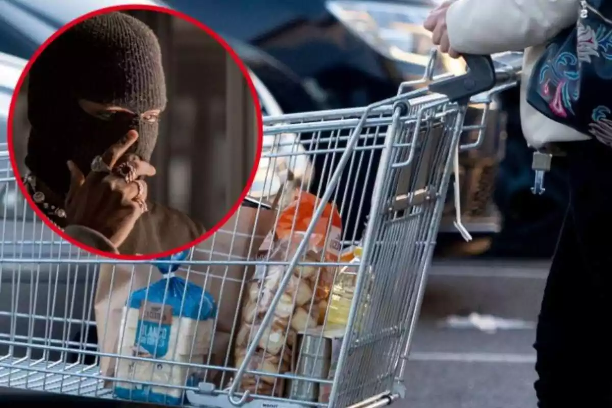 Montage of a thief and a shopping cart Montage of a thief and a shopping cart