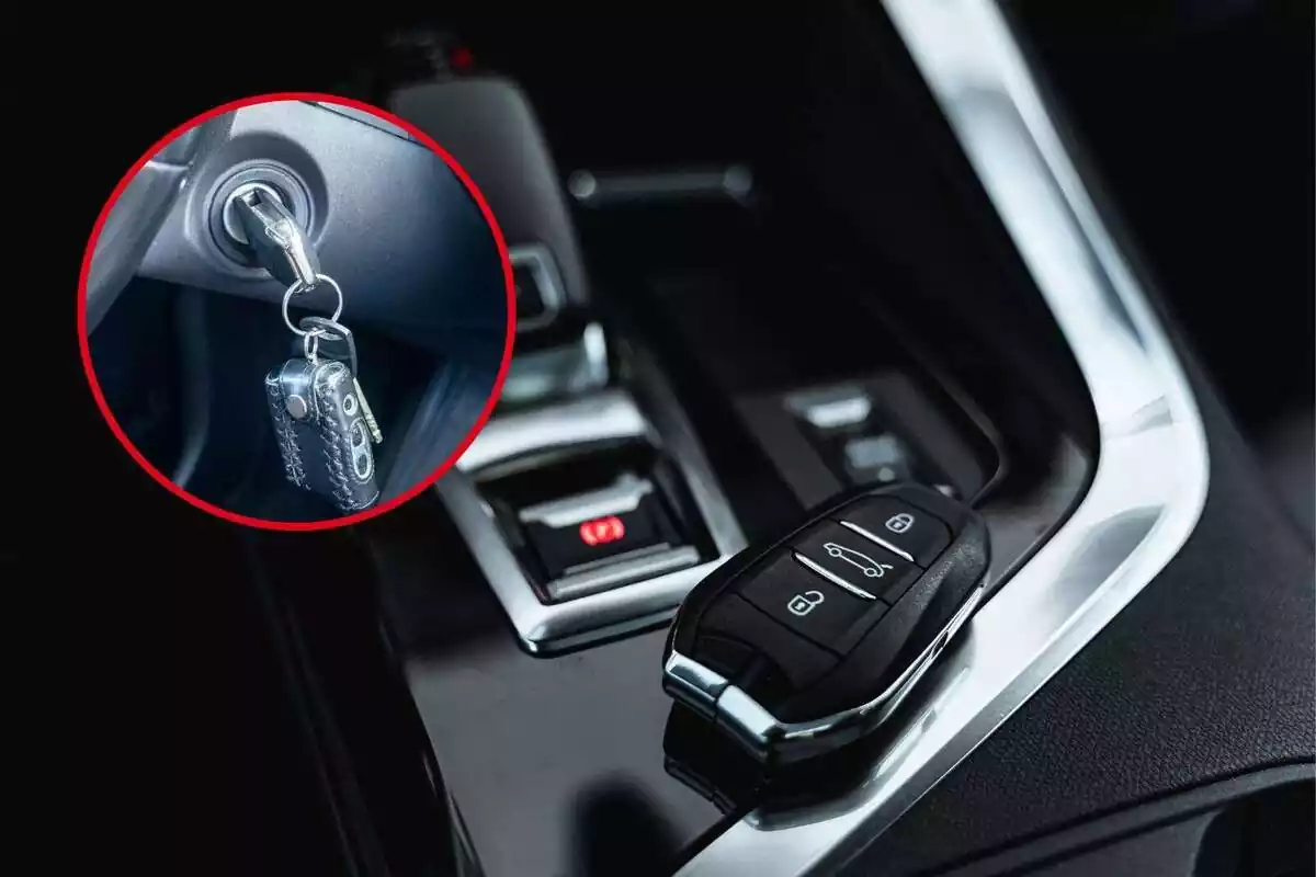 Montaje de una llave puesta en el coche Montaje de una llave puesta en el coche