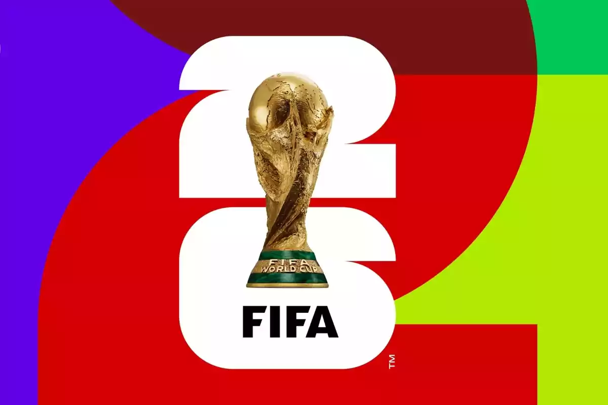 Logotipo del Mundial de Fútbol 2026 con el trofeo en el centro y colores llamativos de fondo. Logotipo del Mundial de Fútbol 2026 con el trofeo en el centro y colores llamativos de fondo.