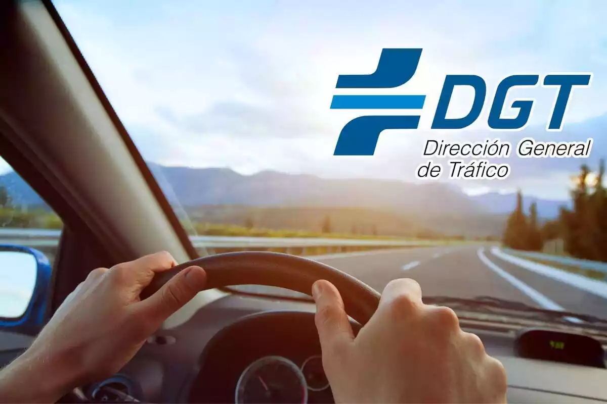 Montaje con persona conduciendo y logo de la DGT