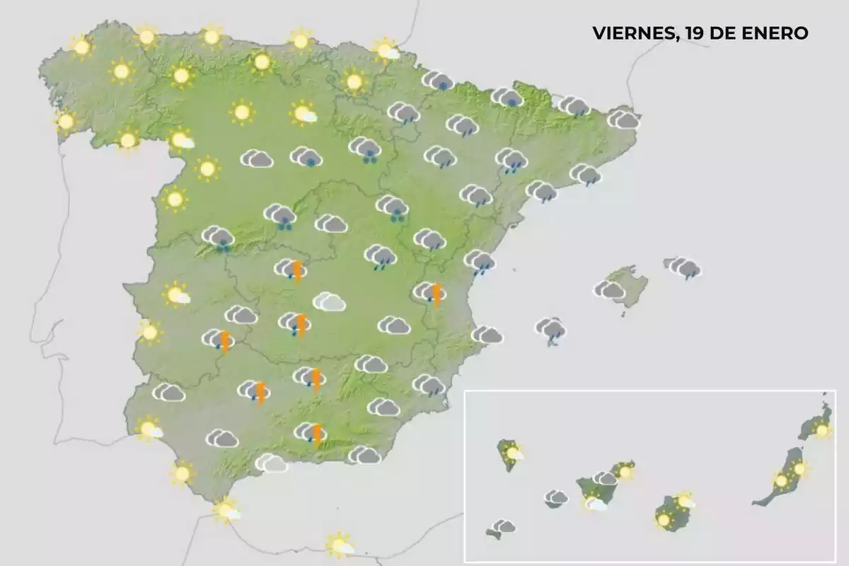 Mapa del tiempo del 19 de enero Mapa del tiempo del 19 de enero