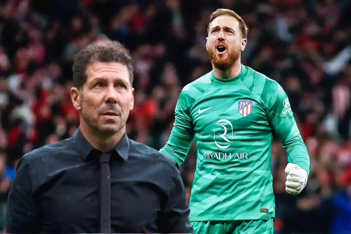 Imagen de Jan Oblak en un montaje con Simeone