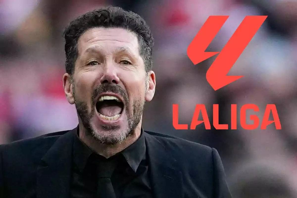 Man with energetic expression next to the LaLiga logo.