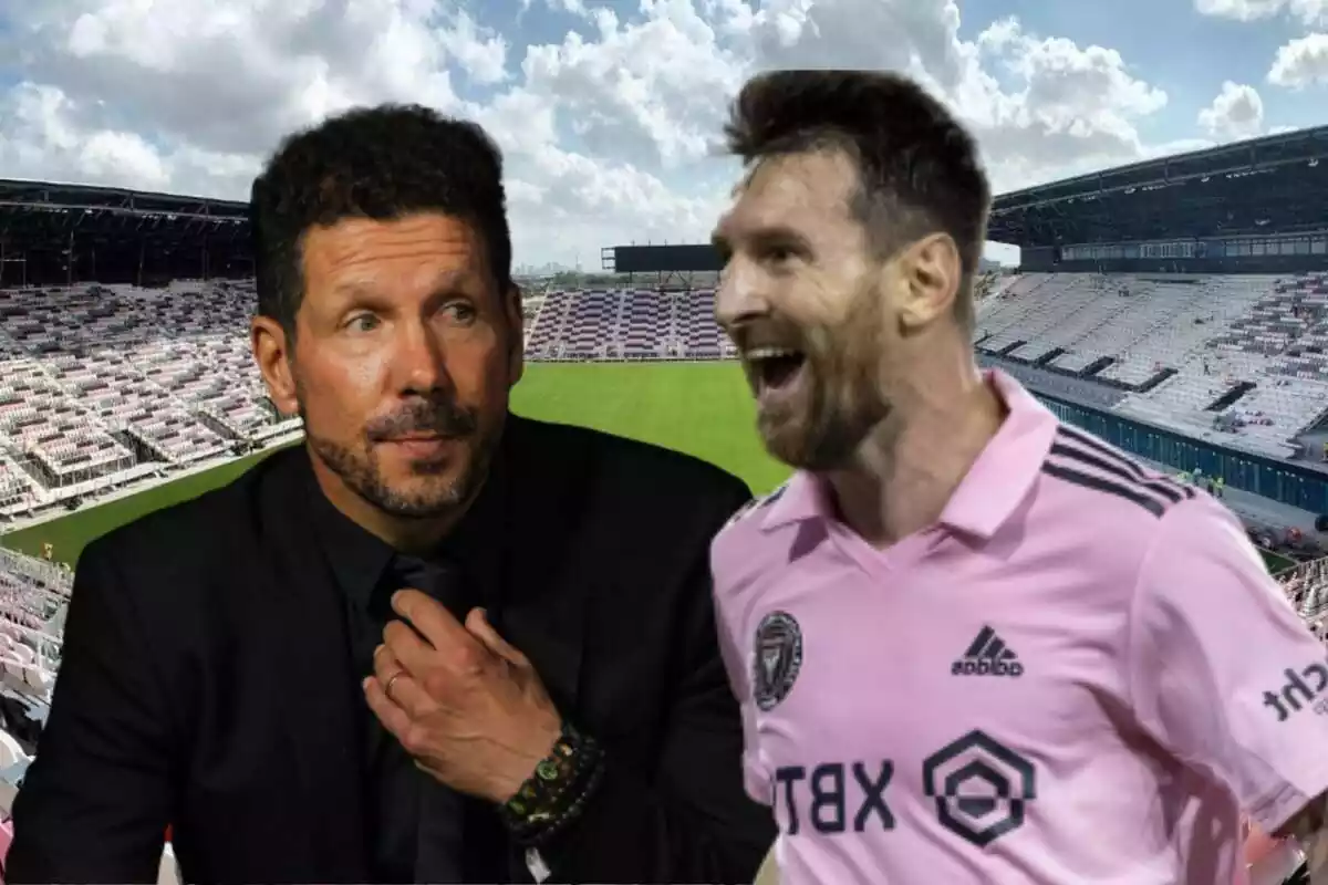 Imagen de Diego Pablo Simeone y Leo Messi en un montaje en Miami