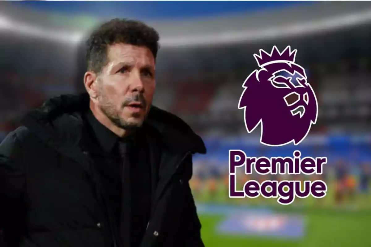 Montaje de Simeone y el logo de la Premier League